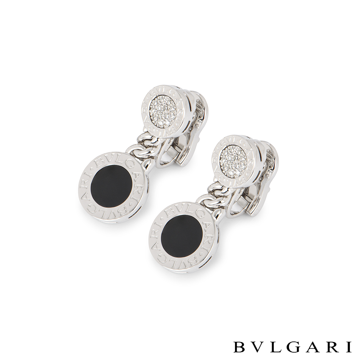 Bvlgari Bvlgari White Gold Diamond & Onyx Earrings